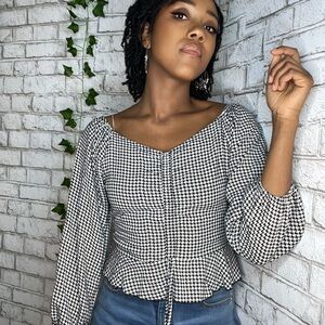 Houndstooth Peplum Blouse